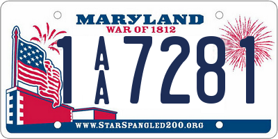 MD license plate 1AA7281