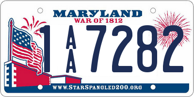 MD license plate 1AA7282