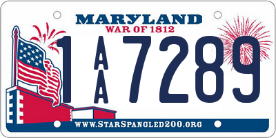 MD license plate 1AA7289