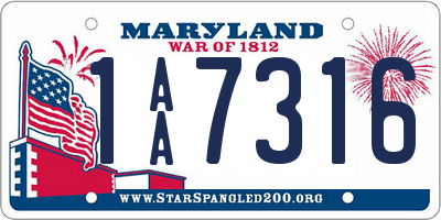 MD license plate 1AA7316