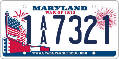 MD license plate 1AA7321