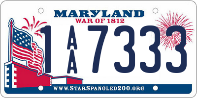 MD license plate 1AA7333