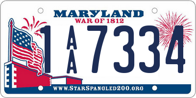 MD license plate 1AA7334