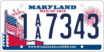 MD license plate 1AA7343