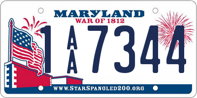 MD license plate 1AA7344