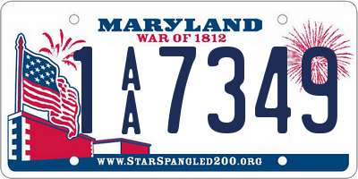 MD license plate 1AA7349