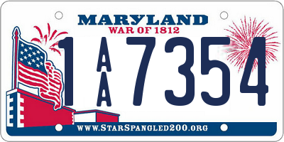 MD license plate 1AA7354