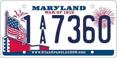 MD license plate 1AA7360