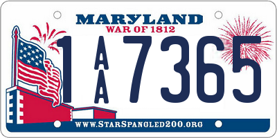 MD license plate 1AA7365