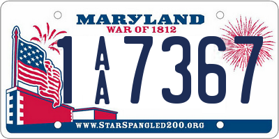 MD license plate 1AA7367