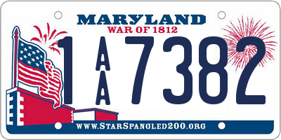 MD license plate 1AA7382