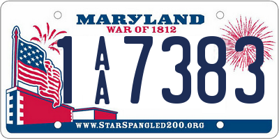 MD license plate 1AA7383