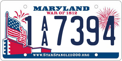 MD license plate 1AA7394