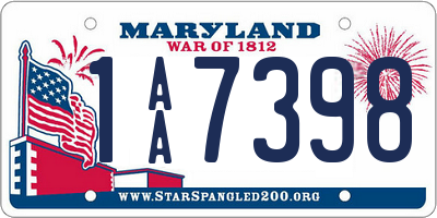 MD license plate 1AA7398