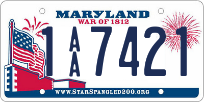 MD license plate 1AA7421