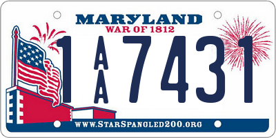 MD license plate 1AA7431