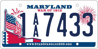 MD license plate 1AA7433