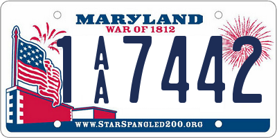 MD license plate 1AA7442