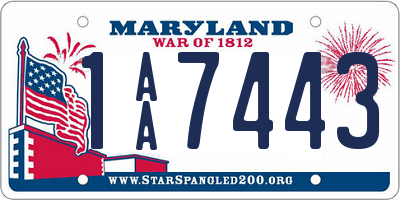 MD license plate 1AA7443