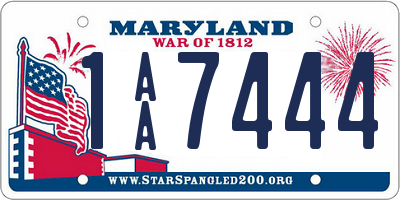 MD license plate 1AA7444