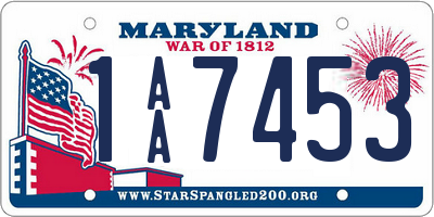 MD license plate 1AA7453