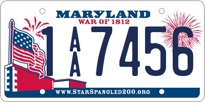 MD license plate 1AA7456