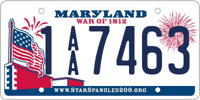 MD license plate 1AA7463