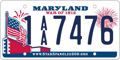 MD license plate 1AA7476