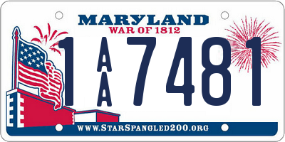 MD license plate 1AA7481