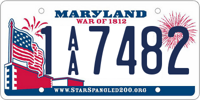 MD license plate 1AA7482