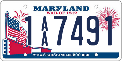 MD license plate 1AA7491