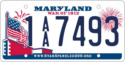 MD license plate 1AA7493