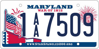 MD license plate 1AA7509