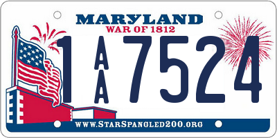 MD license plate 1AA7524