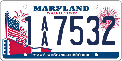 MD license plate 1AA7532