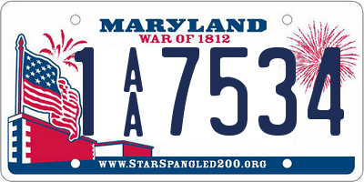 MD license plate 1AA7534