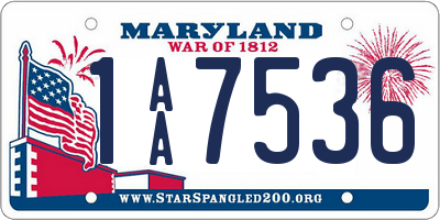 MD license plate 1AA7536