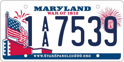 MD license plate 1AA7539