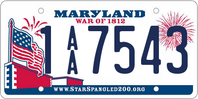 MD license plate 1AA7543