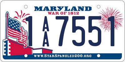 MD license plate 1AA7551