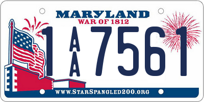 MD license plate 1AA7561