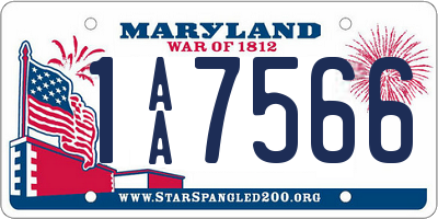 MD license plate 1AA7566
