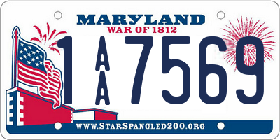 MD license plate 1AA7569