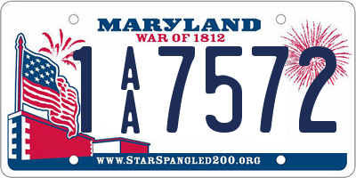 MD license plate 1AA7572