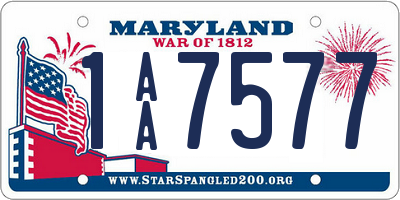 MD license plate 1AA7577