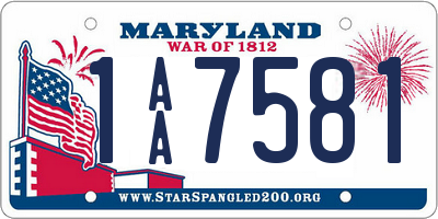 MD license plate 1AA7581