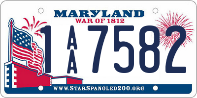 MD license plate 1AA7582