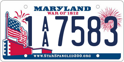 MD license plate 1AA7583