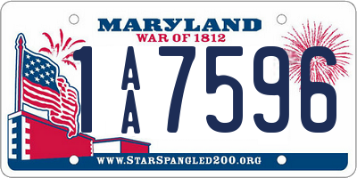 MD license plate 1AA7596