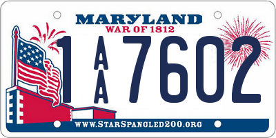 MD license plate 1AA7602